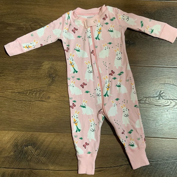 Hanna Andersson size 60 (3-6 month) Pink Bunny Pajamas - Picture 1 of 4